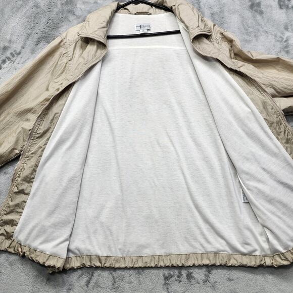 The Tog Shop Jacket Women M Gold Metallic Hooded Rain Coat Full Zip Drawcord Hem - Picture 3 of 10